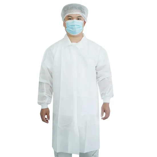 Disposable Lab Coat Professional Polypropylene Laboratory Coat Science Jacket Industrial Visitor Coats with Large Pockets Elastic Cuffs for Kids Adult Classroom