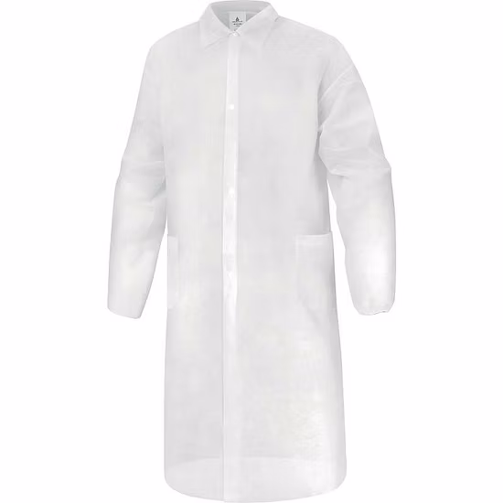 Disposable Lab Coat Professional Polypropylene Laboratory Coat Science Jacket Industrial Visitor Coats with Large Pockets Elastic Cuffs for Kids Adult Classroom