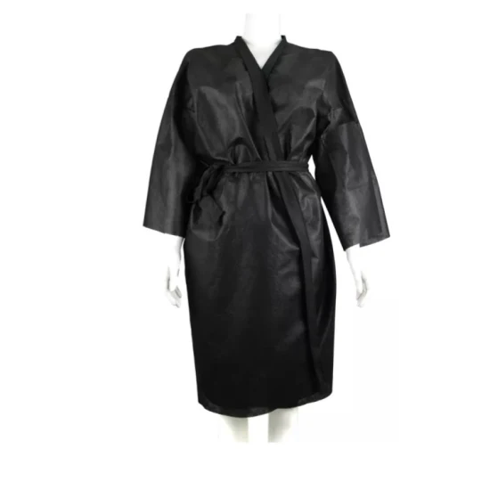 Vlies-Kimonos, Einweg-SPA-Kleid, Friseursalon-Kleid, weiß-schwarzer Bademantel, PP-Kimono-Robe, Einweg-Umhang