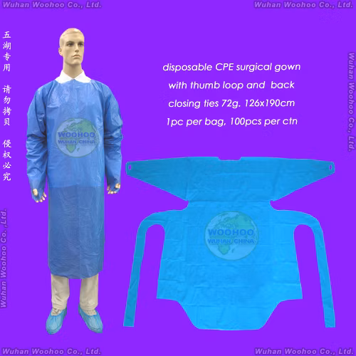 CPE-Isolationskittel Chirurgischer wasserdichter Einweg-CPE-Isolationskittel